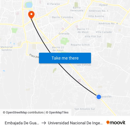 Embajada De Guatemala to Universidad Nacional De Ingenieria (Uni) map