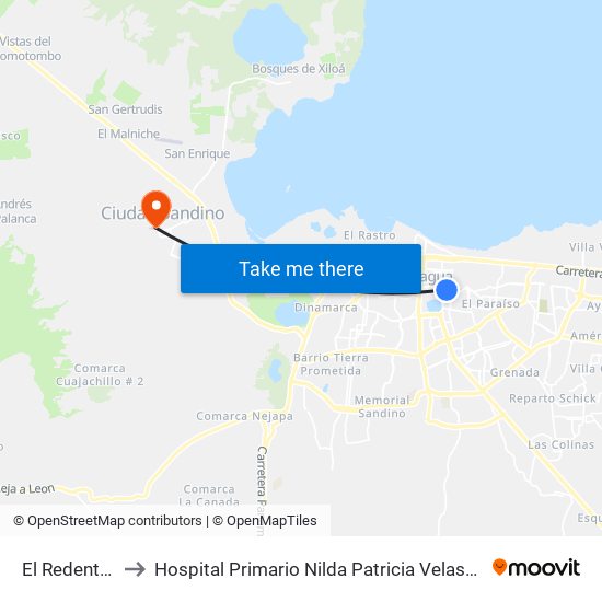 El Redentor to Hospital Primario Nilda Patricia Velasco map