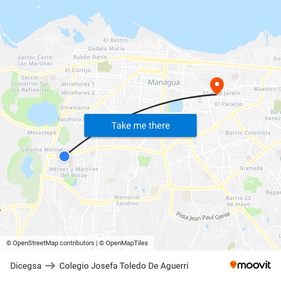 Dicegsa to Colegio Josefa Toledo De Aguerri map