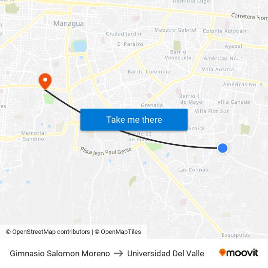 Gimnasio Salomon Moreno to Universidad Del Valle map