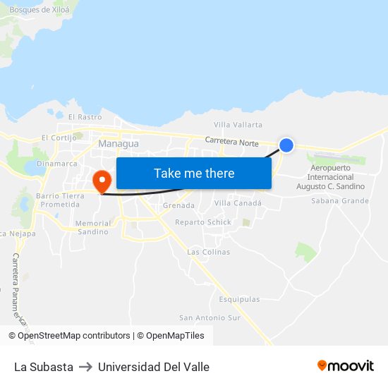 La Subasta to Universidad Del Valle map