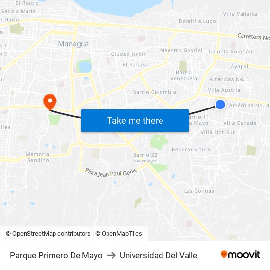 Parque Primero De Mayo to Universidad Del Valle map