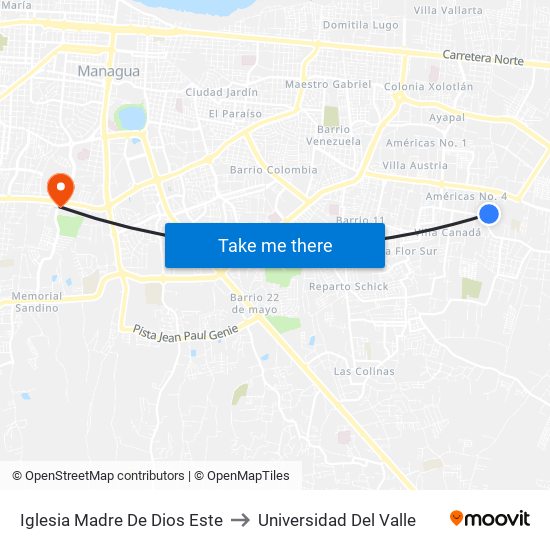 Iglesia Madre De Dios Este to Universidad Del Valle map