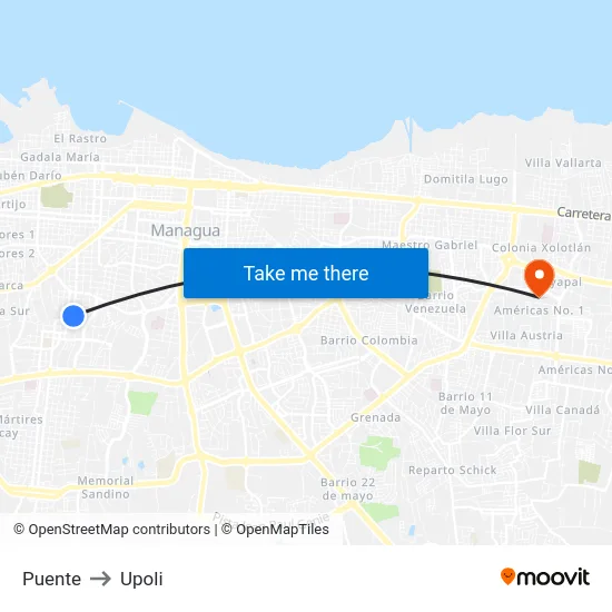 Puente to Upoli map