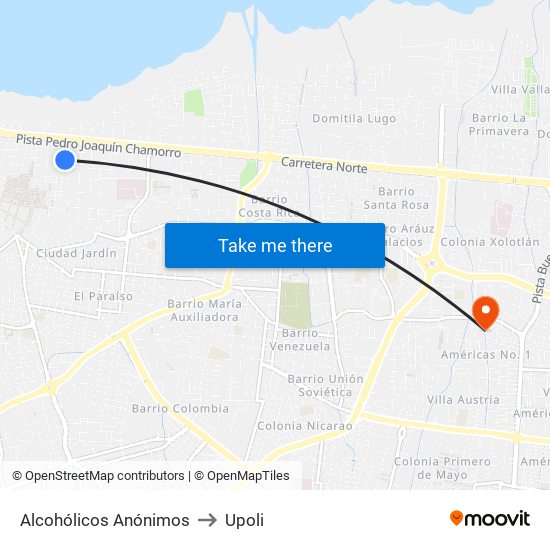 Alcohólicos Anónimos to Upoli map