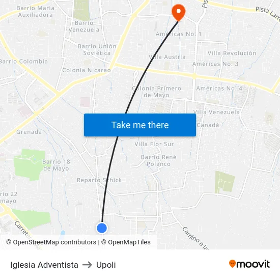 Iglesia Adventista to Upoli map