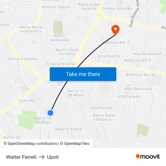Walter Ferreti to Upoli map