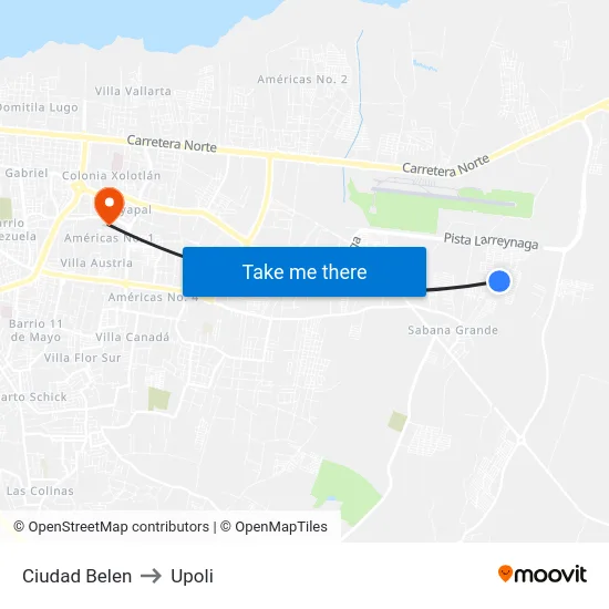 Ciudad Belen to Upoli map