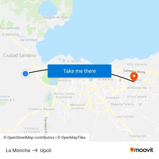 La Moncha to Upoli map