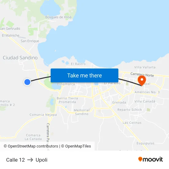Calle 12 to Upoli map