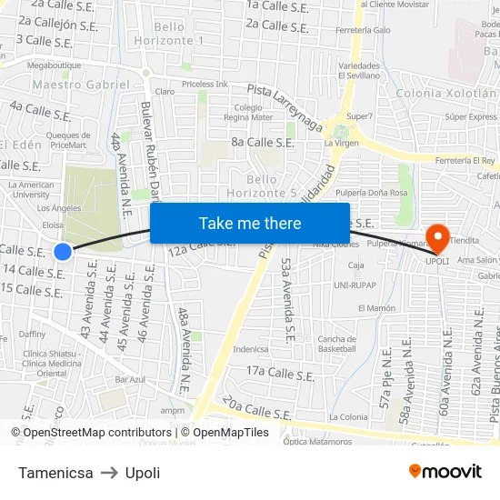 Tamenicsa to Upoli map