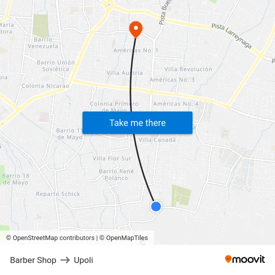 Barber Shop to Upoli map