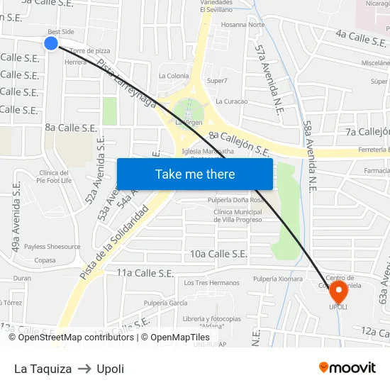 La Taquiza to Upoli map
