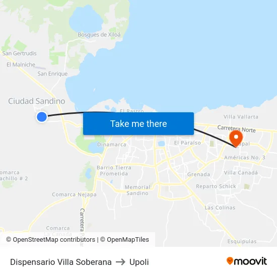 Dispensario Villa Soberana to Upoli map