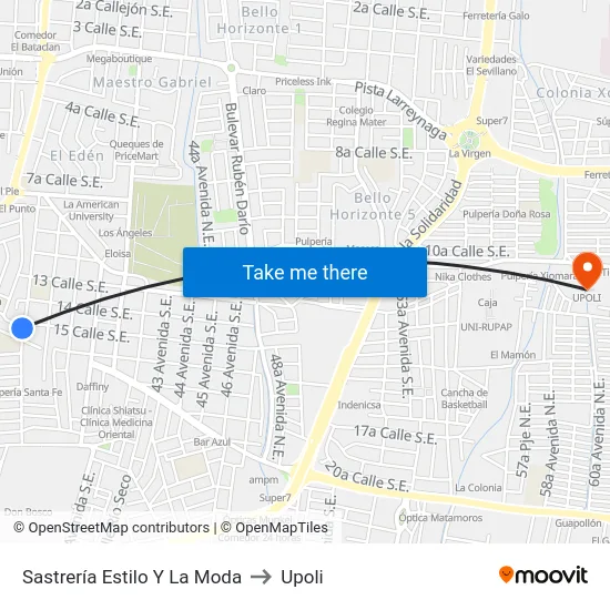Sastrería Estilo Y La Moda to Upoli map