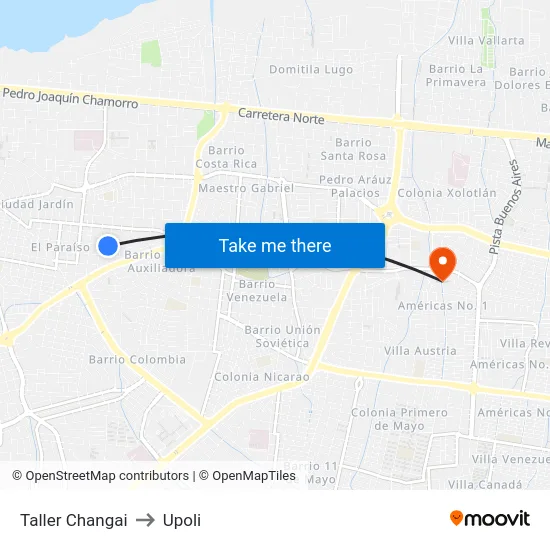 Taller Changai to Upoli map