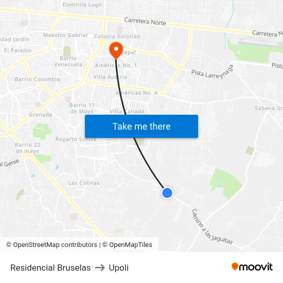 Residencial Bruselas to Upoli map