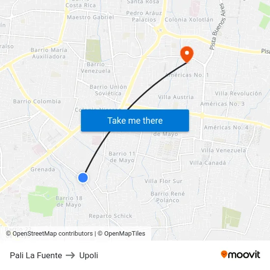 Pali La Fuente to Upoli map