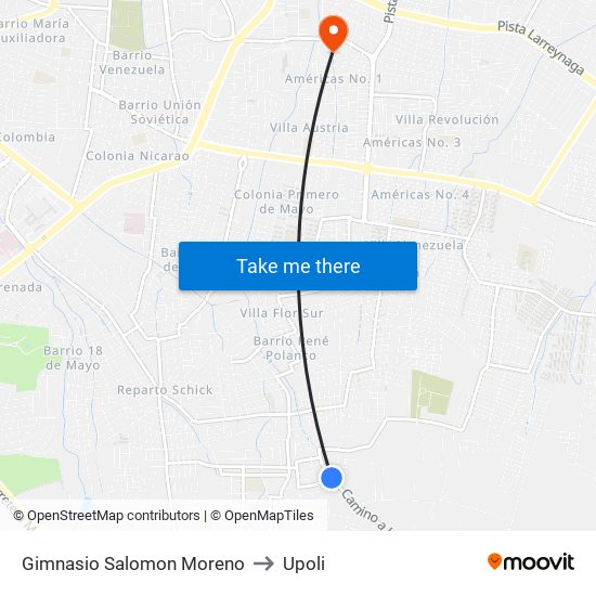 Gimnasio Salomon Moreno to Upoli map