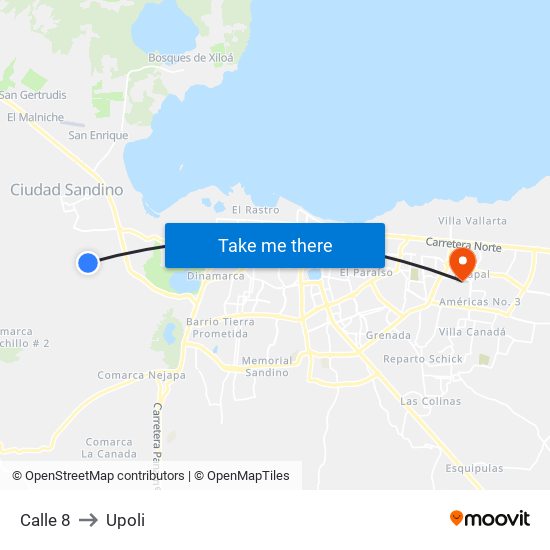 Calle 8 to Upoli map