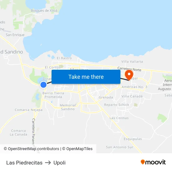Las Piedrecitas to Upoli map