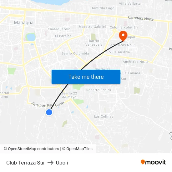 Club Terraza Sur to Upoli map
