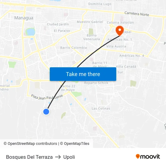 Bosques Del Terraza to Upoli map