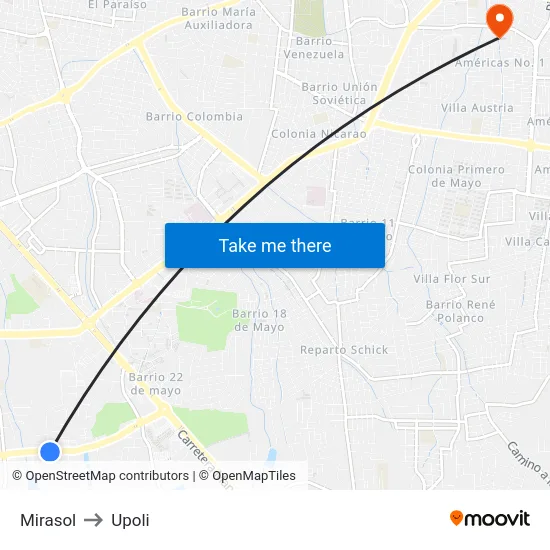 Mirasol to Upoli map