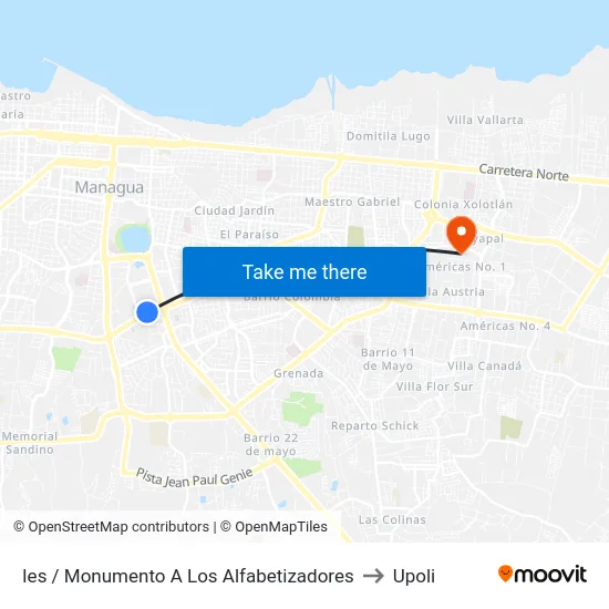 Ies / Monumento A Los Alfabetizadores to Upoli map