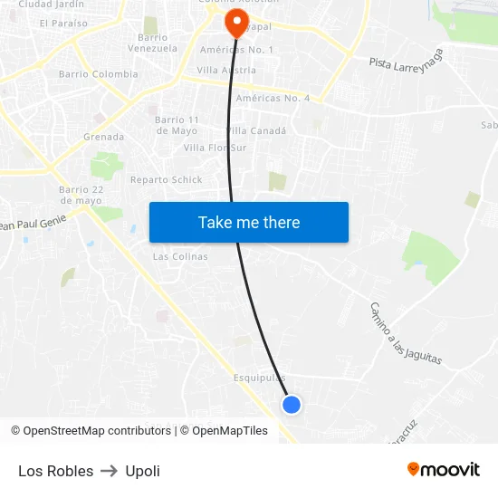 Los Robles to Upoli map