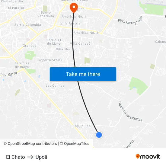El Chato to Upoli map