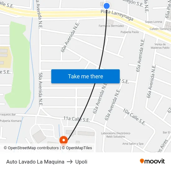 Auto Lavado La Maquina to Upoli map