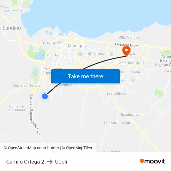 Camilo Ortega 2 to Upoli map