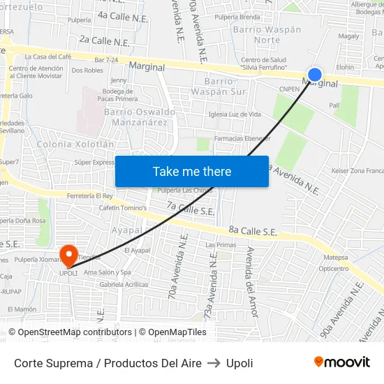 Corte Suprema / Productos Del Aire to Upoli map