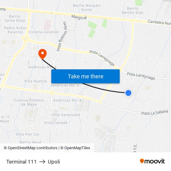 Terminal 111 to Upoli map