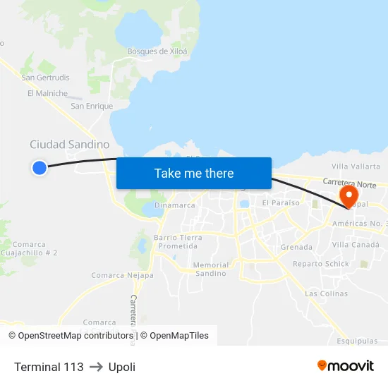 Terminal 113 to Upoli map