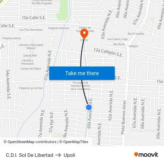 C.D.I. Sol De Libertad to Upoli map