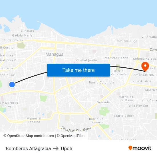 Bomberos Altagracia to Upoli map
