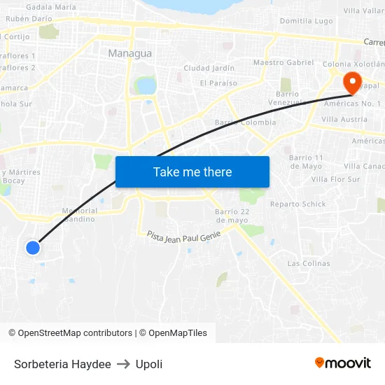 Sorbeteria Haydee to Upoli map