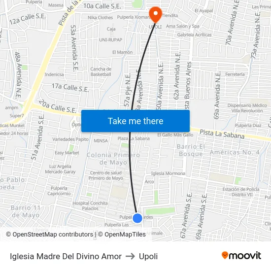 Iglesia Madre Del Divino Amor to Upoli map