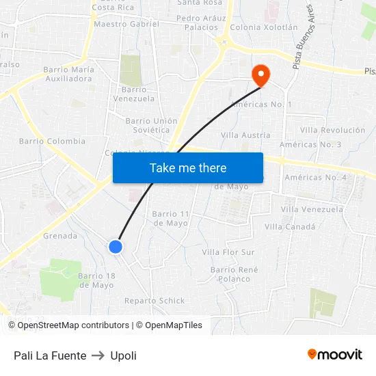 Pali La Fuente to Upoli map