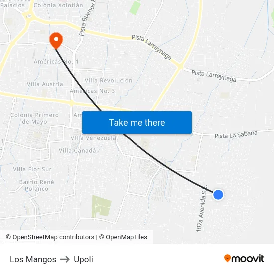 Los Mangos to Upoli map