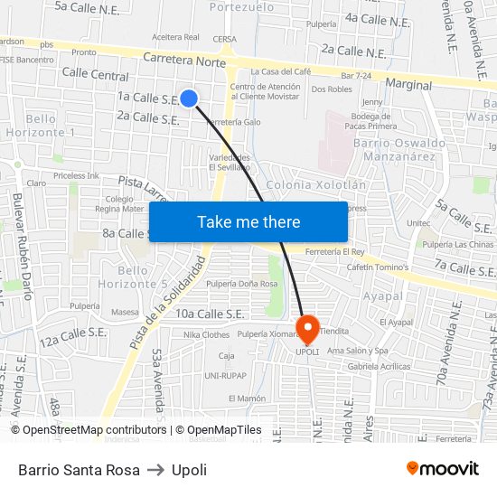 Barrio Santa Rosa to Upoli map