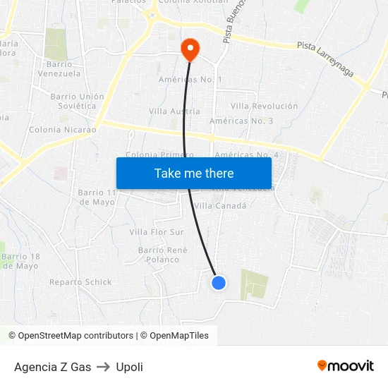 Agencia Z Gas to Upoli map
