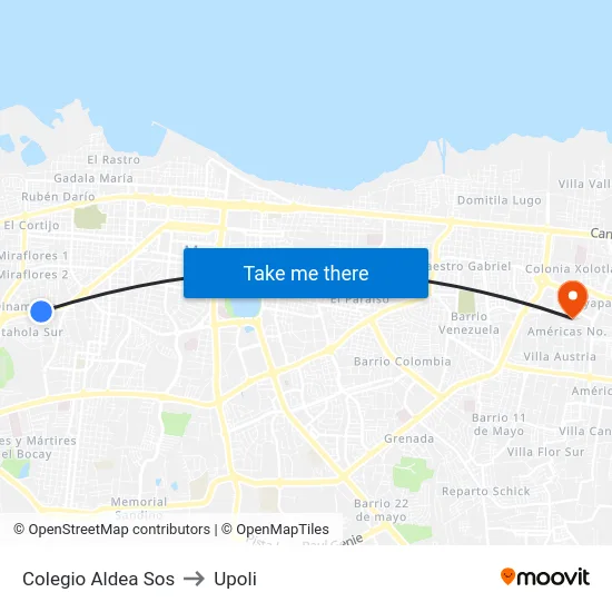 Colegio Aldea Sos to Upoli map