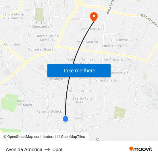 Avenida América to Upoli map