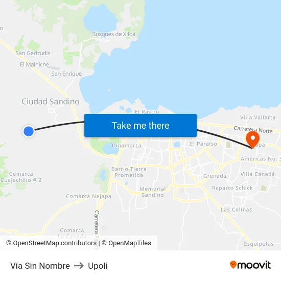 Vía Sin Nombre to Upoli map