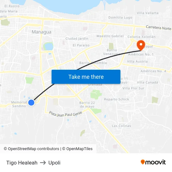 Tigo Healeah to Upoli map