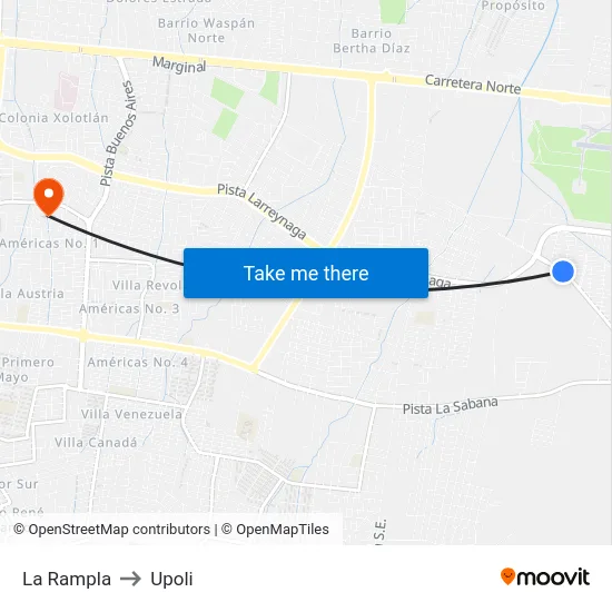 La Rampla to Upoli map