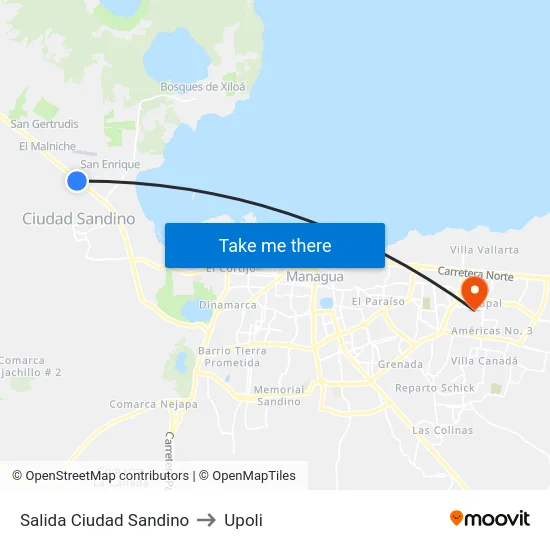 Salida Ciudad Sandino to Upoli map
